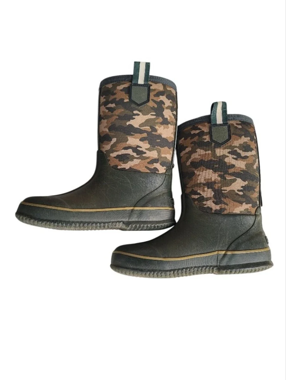 Camo Mid-Calf Rain Boots - Black & Camo Size 2 Youth